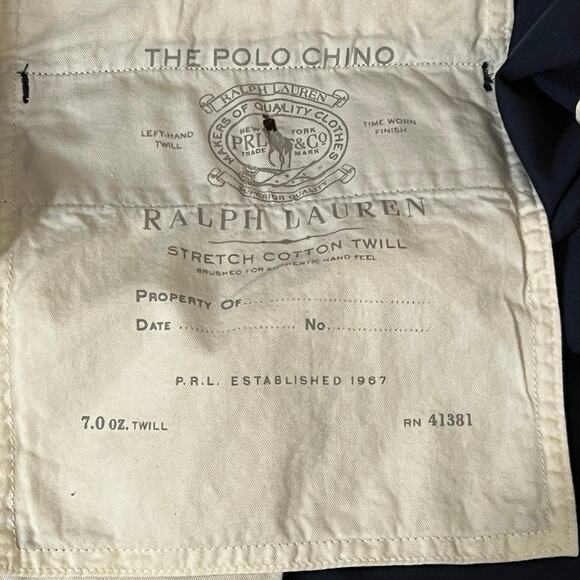 POLO Ralph Lauren Stretch Classic Fit Chino Shorts Sz 52B. Navy twill. 5 pockets - Picture 5 of 8